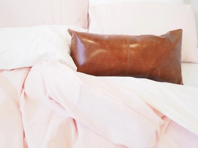 100% Goat Leather 3 Pillow Cover – Sofa Cushion Case - Image 3