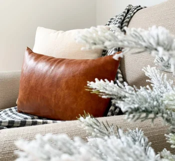 leather Tan sofa Cushion cover