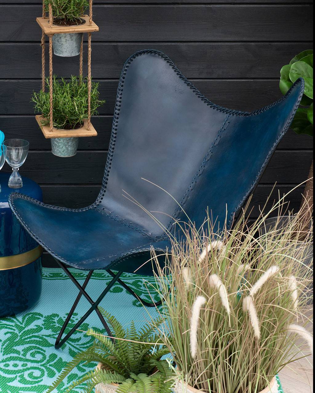 CraftShades Handcrafted Leather Butterfly Chair, foldable chair - Image 2