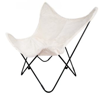 Handcrafted Leather Butterfly Chair, Handmade chair, foldable chair, White Colour