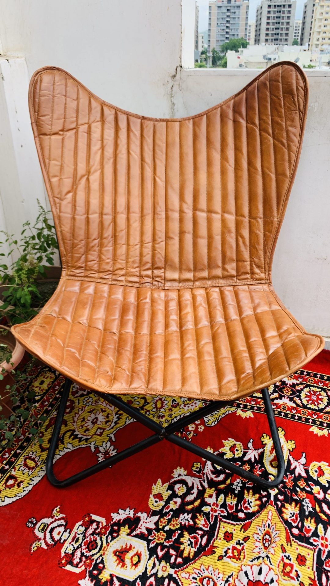 CraftShades HandCrafted Leather Padded Butterfly Chair Buffalo leather - Image 3