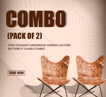 CraftShades Handmade Hairon Leather Butterfly Chair Combo (Pack of 2)