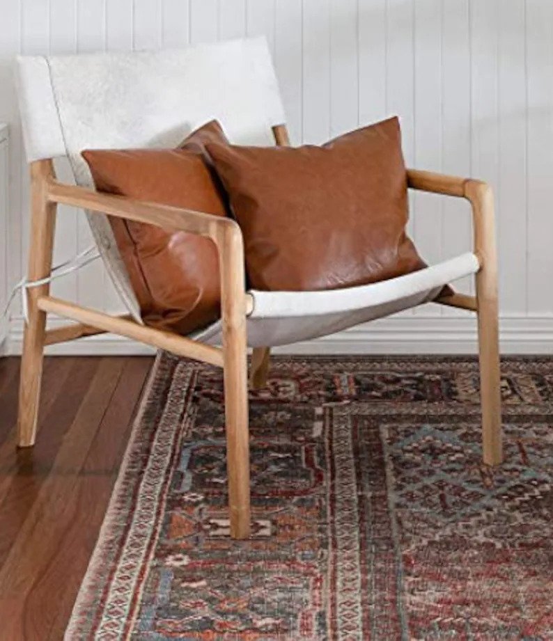 Handmade leather 2 Butterfly Chair & 2 Leather Cushions Combo - Image 2