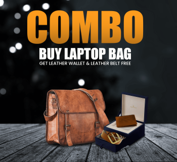 CraftShades Combo Offer - Handmade Leather Laptop Bag, Wallet & Belt