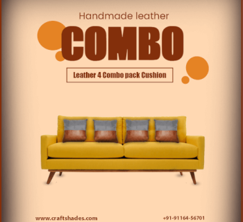 Handmade Leather 4 Combo pack Cushion for Sofa