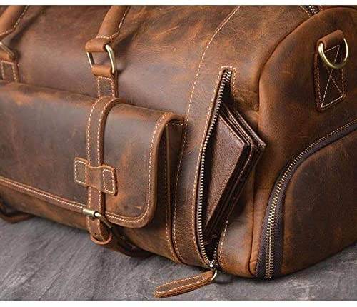 24 inch Buffalo Leather Duffle Bag with Shoes Compartment - Image 7