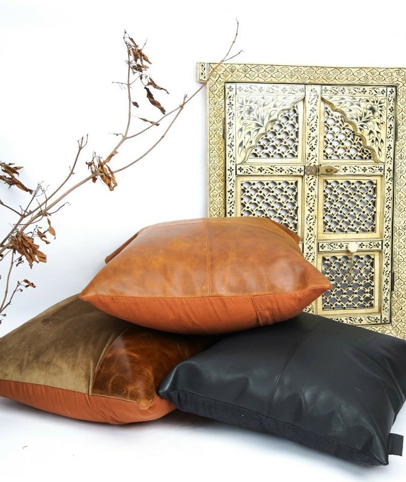 100% buffalo Leather sofa Cushion cover - Image 3