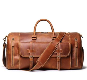 CraftShades: 20 inch Buffalo Leather Duffle Bag with Shoes Compartment| 100% Genuine Leather