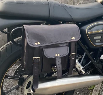 Leather Motorcycle Black Side bags 