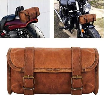 CraftShades Leather Motorcycle Black Side Round bags  (Brown)