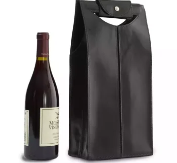 Two Wine Carrier. Leather Wine Tote. Wine Holder. Engraved Wine Tote. Leather bottle holder