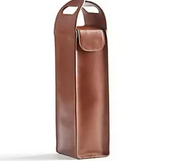 One Wine Carrier. Leather Wine Tote. Wine Holder. Engraved Wine Tote. Leather bottle holder
