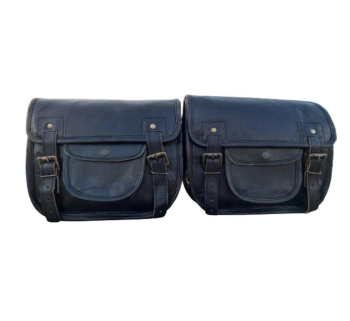 Craftshades Motorcycle Saddlebags Leather Bag Black Saddle Panniers Bags Large Bike Luggage 2 BAGS