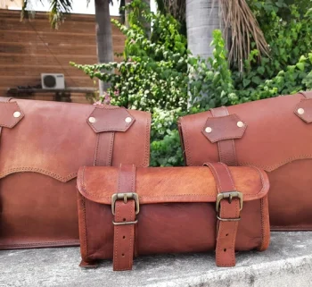 Craftshades Leather Handmade combo Saddle Bag Motorcycle Luggage Pannier bag