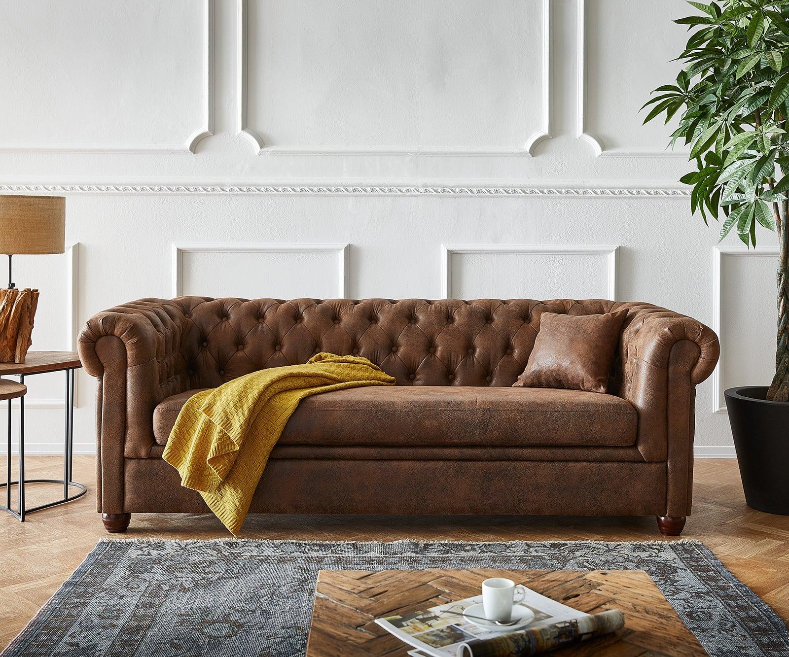 Craftshades Vintage Brown Chesterfield 3 Seater Sofa - Image 2