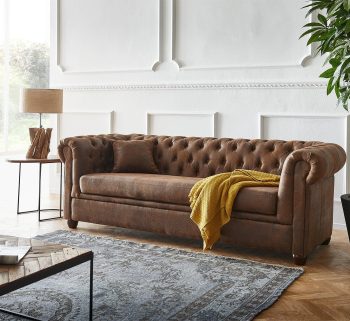 Craftshades Vintage Brown Chesterfield 3 Seater Sofa