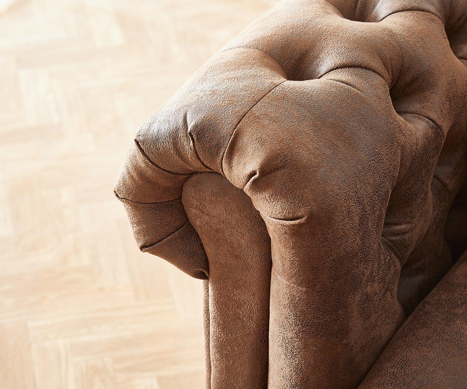 Craftshades Vintage Brown Chesterfield 3 Seater Sofa - Image 4