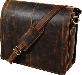 Craftshades Leather Men Laptop Messenger Full Flap Messenger Briefcase Bag 16 inch