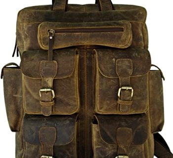 Craftshades Vintage Handmade Leather Messenger Bag for Laptop Briefcase Best Computer Satchel School Distressed Bag 18 inches (Brown)