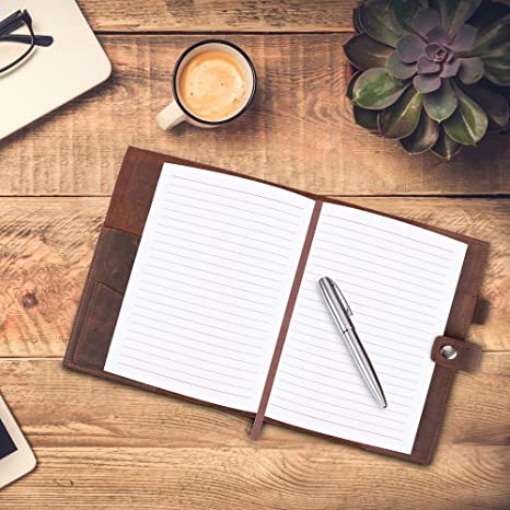 Craftshades Refillable Leather Journal Lined Notebook - Embossed Tree of Life, Handmade Genuine Leather Notebook for Men & Women with Pen Holder - Image 3