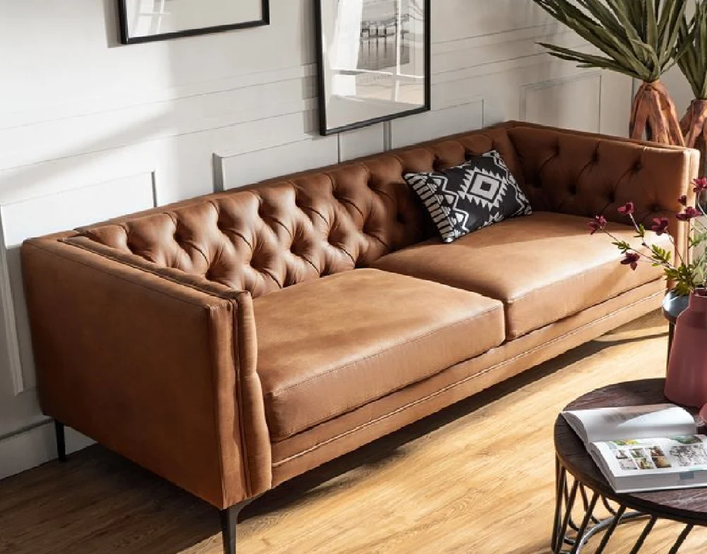 Craftshades Luxury Genuine Leather Chesterfield 3 Seater Sofa - Image 4