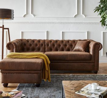 Craftshades Vintage Chesterfield Brown Ottoman Left