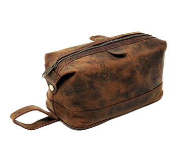 Men's Buffalo Genuine Leather Toiletry Bag Dopp Kit Shaving Bags