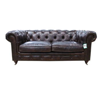 Craftshades Earle Chesterfield Tobacco Brown Leather Sofa 2 Seater