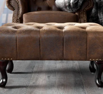 Craftshades Chesterfield Buff Leather Ottoman