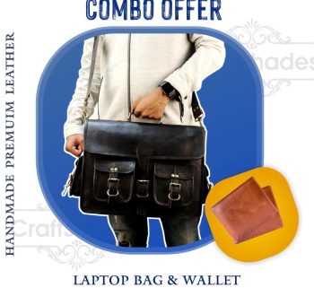 Craftshades Combo  - 4 Pockets Handcrafted Leather Bag& wallet | 100% Genuine Leather