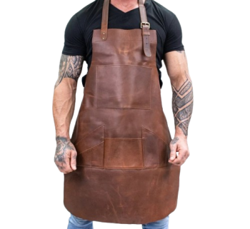CraftShades Distressed Multi-Pocket Leather Apron - Brown Full Grain Leather - Butchers Apron For Hobbyists Woodwork Blacksmith with Pockets by CraftShades