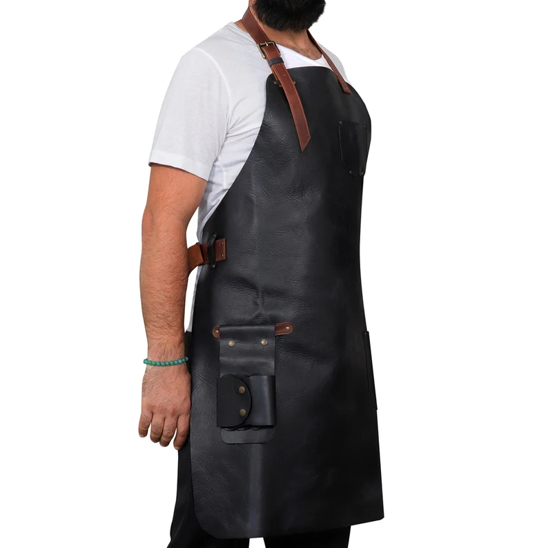 CraftShades Personalized Top Grain Leather Workshop Apron with Pockets for Men, Hand Crafted Woodworking Apron, Artist Full Apron, Best Gardening Apron - Image 5