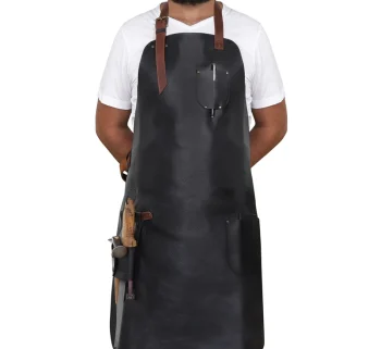 CraftShades Personalized Top Grain Leather Workshop Apron with Pockets for Men, Hand Crafted Woodworking Apron, Artist Full Apron, Best Gardening Apron