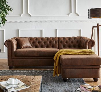 Craftshades Vintage Chesterfield Brown Ottoman Right