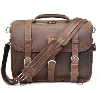 CraftShades 17 Inch oil Buff Leather Briefcase Laptop Messenger Bag Office Briefcase College Bag for Men and Women