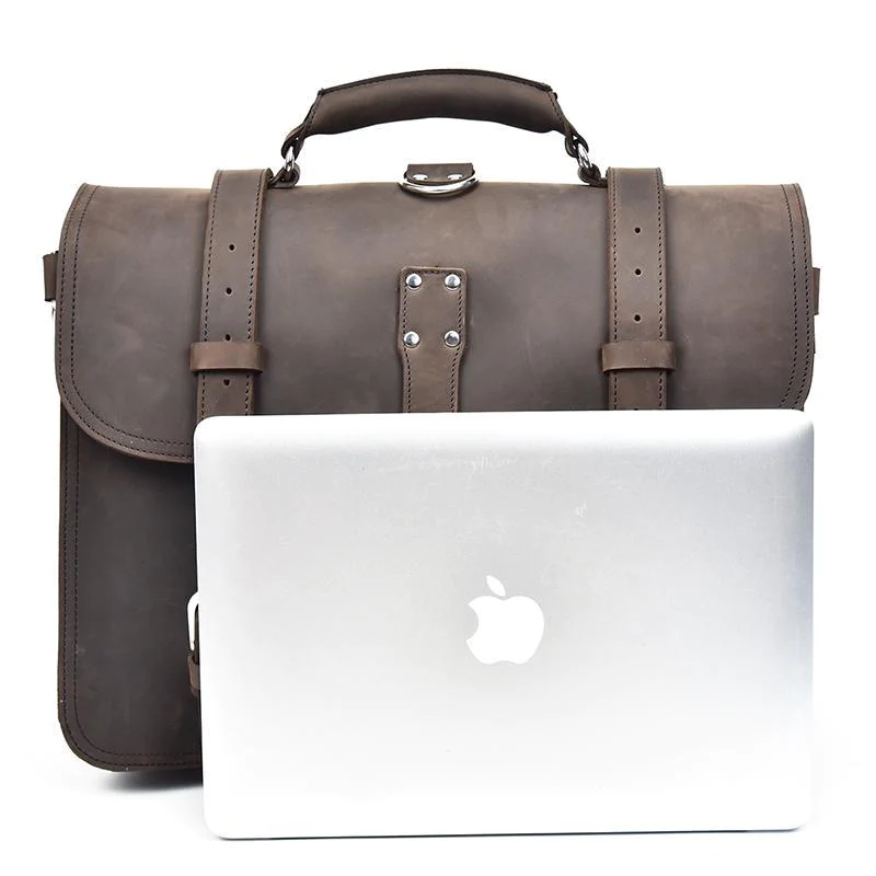 CraftShades 17 Inch oil Buff Leather Briefcase Laptop Messenger Bag Office Briefcase College Bag for Men and Women - Image 3