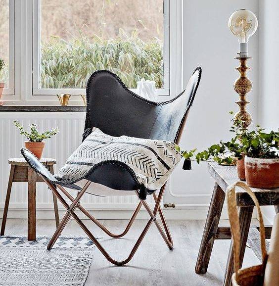 Butterfly chair black cover Buffalo leather