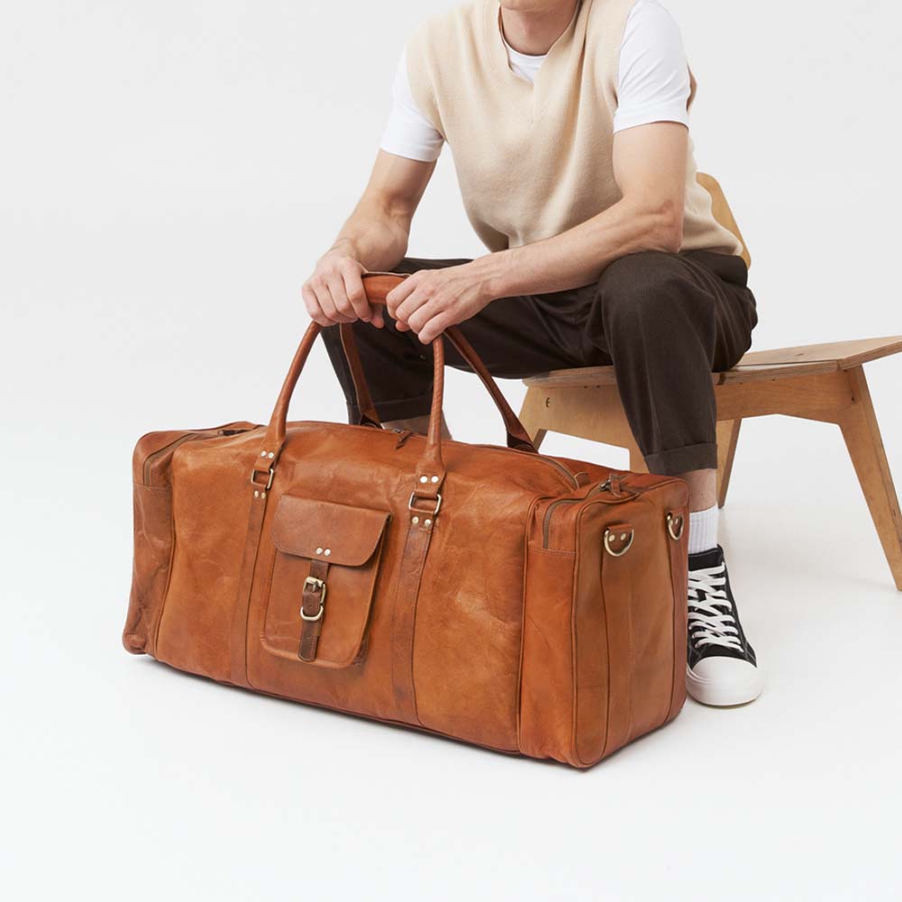 CraftShades 24 Inch leather bag Metal rivets for bottom reinforcement - Image 3