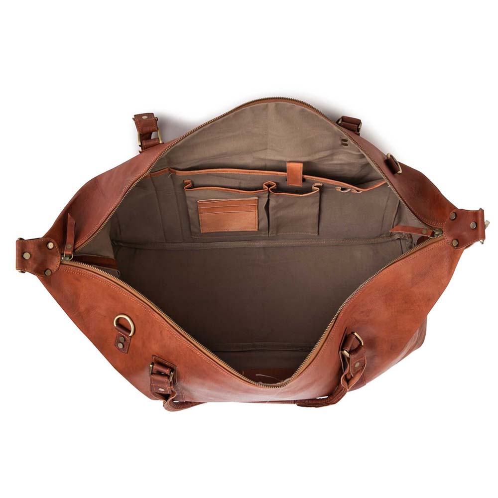 CraftShades 20 Inch brown duffle leather bag - Image 7