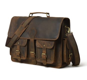 CraftShades 16 Inch Buffalo Leather Messenger Laptop Bag