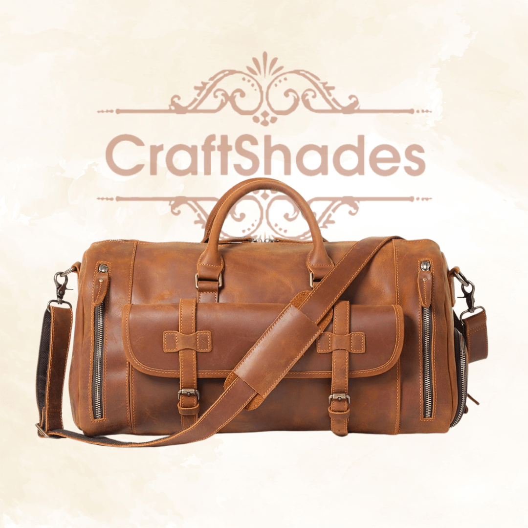 22 inch Buffalo Leather Duffle Bag with Shoes Compartment - Image 6