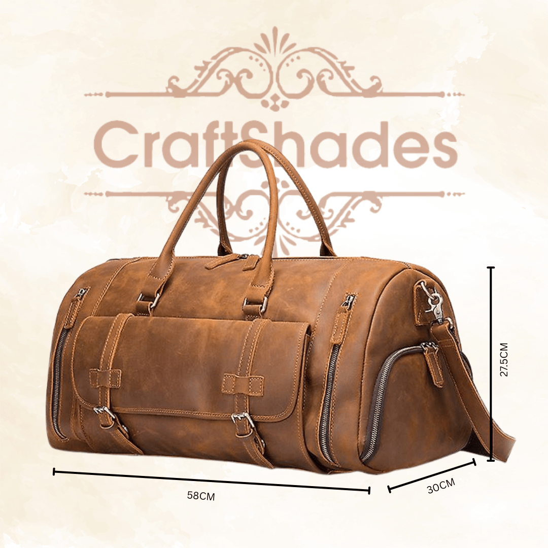 22 inch Buffalo Leather Duffle Bag with Shoes Compartment - Image 4