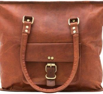 Craftshades – 13 inch Handcrafted Leather Women’s with pocket Tote Bag | 100% Genuine Leather