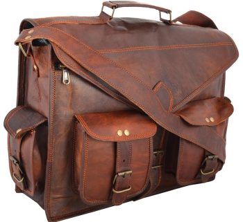 Craftshades – 11*15 Inch Handcrafted Briefcase Goat Leather Bag | 100% Genuine Leather