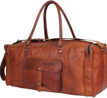 Craftshades -  20 Inch 3 Compartments (Expandable) Handcrafted Duffle Goat Leather Bag (Brown) | 100% Genuine Leather