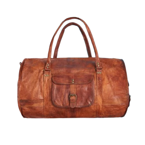 Craftshades - 20 Inch Handcrafted Curved Duffle Goat Leather Bag | 100 Genuine Leather