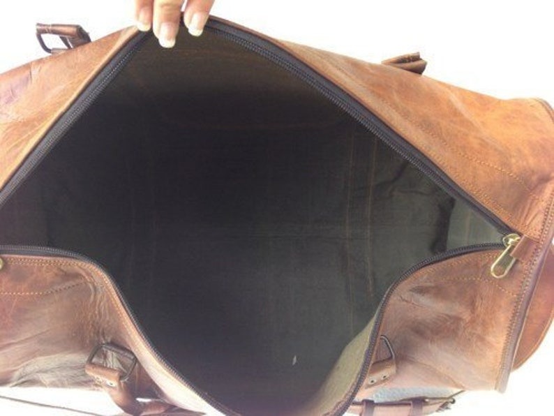 Craftshades - 20 Inch Handcrafted Curved Duffle Goat Leather Bag | 100 Genuine Leather - Image 7