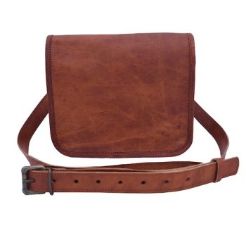Craftshades - 9*11 inches Full Flap Handcrafted Goat Leather Messenger Bag | 100% Genuine Leather