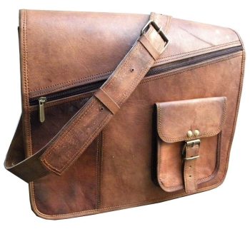 15 Inches Luxury Style Genuine Leather Cross Body Shoulder Bag Handmade Bag