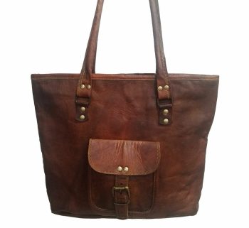 Craftshades – 16 inch Handcrafted Leather Women’s with pocket Tote Bag | 100% Genuine Leather